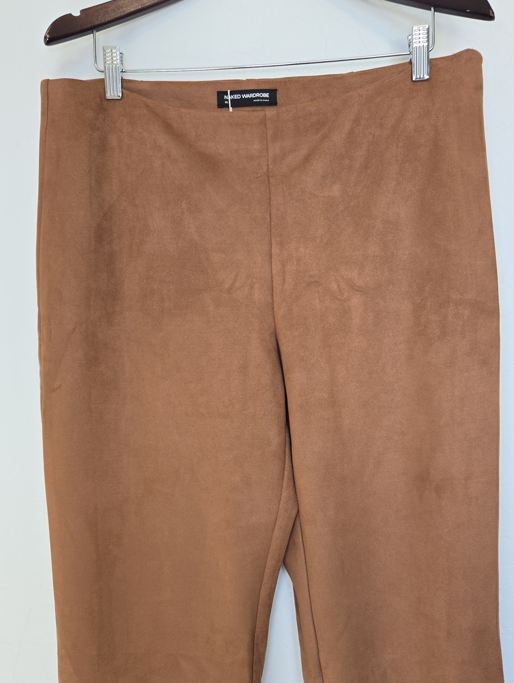 Naked Wardrobe Faux Suede Straight Leg Pants Mocha Brown Neutral Womens XL NWT - Picture 6 of 13
